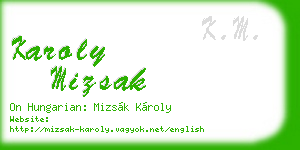 karoly mizsak business card