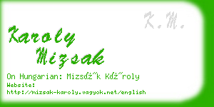 karoly mizsak business card